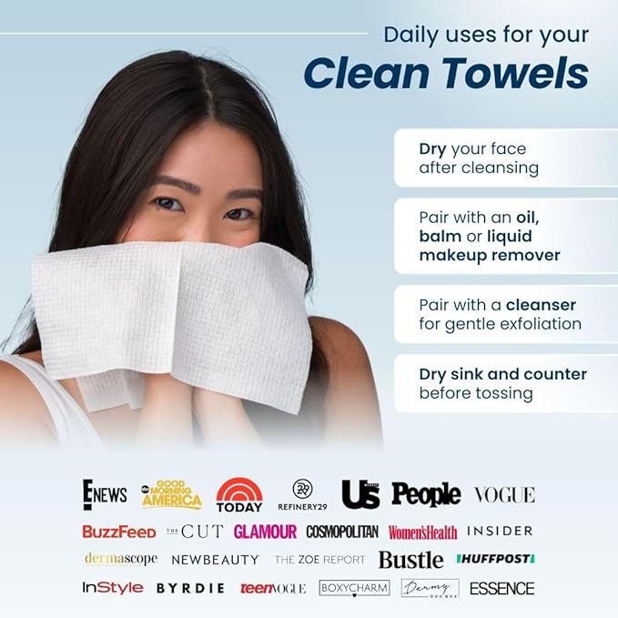 Clean Skin Club Clean Towels XL, 50 Count
