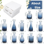 12Pcs Blue Glass Bud Vases Set