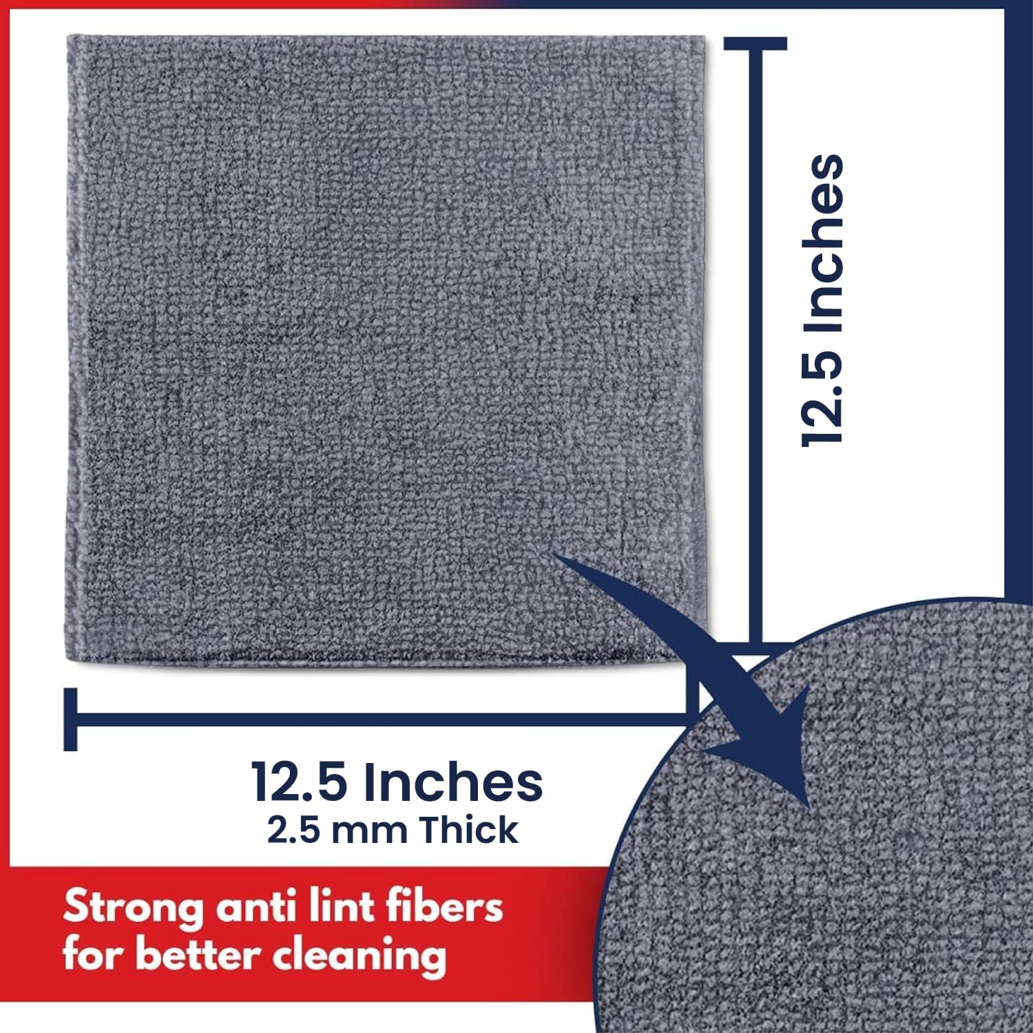 Microfiber Cleaning Cloth Grey - 12 Pcs